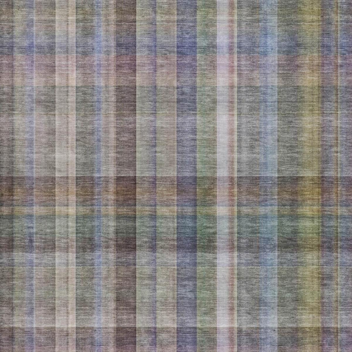 3' X 5' Pewter And Gray Plaid Shag Washable Area Rug With UV Protection - Home & Garden