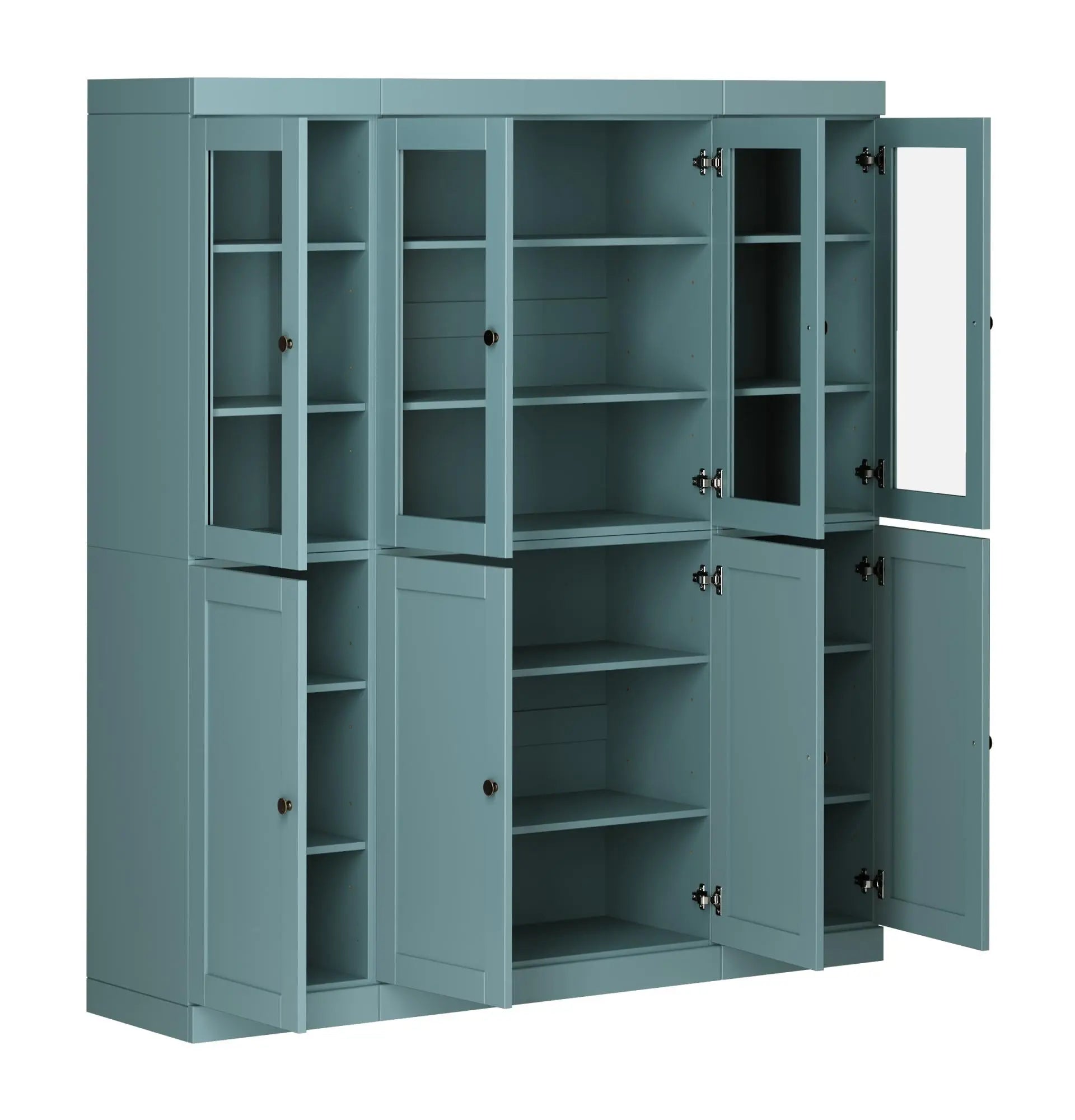 72" Aqua Solid Wood 8 Pantry Or Storage Closet Homeroots Kitchen & Dining