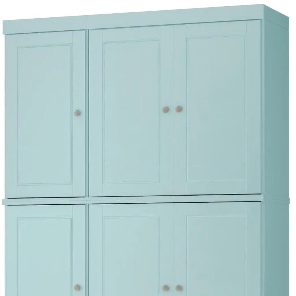 72" Aqua Solid Wood 8 Pantry Or Storage Closet Homeroots Kitchen & Dining