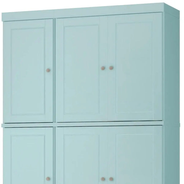 72" Aqua Solid Wood 8 Pantry Or Storage Closet Homeroots Kitchen & Dining