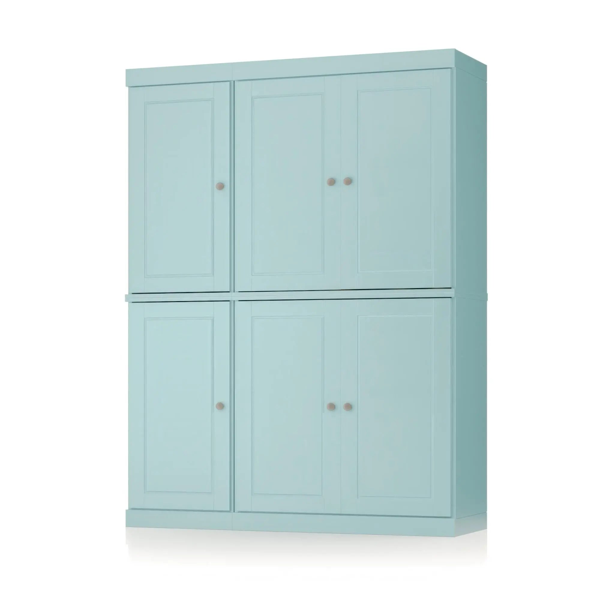 72" Aqua Solid Wood 8 Pantry Or Storage Closet Homeroots Kitchen & Dining