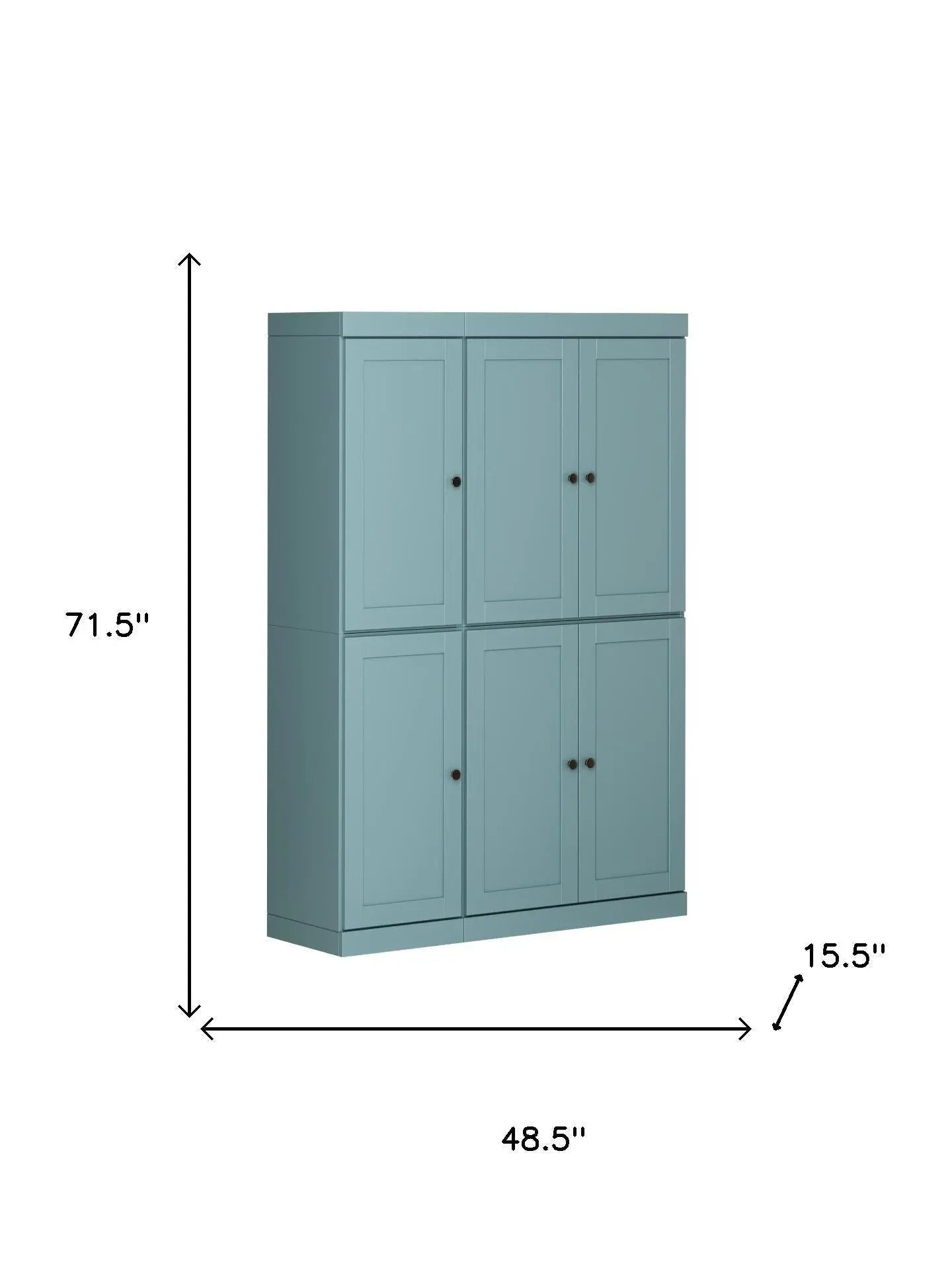 72" Aqua Solid Wood 8 Pantry Or Storage Closet Homeroots Kitchen & Dining