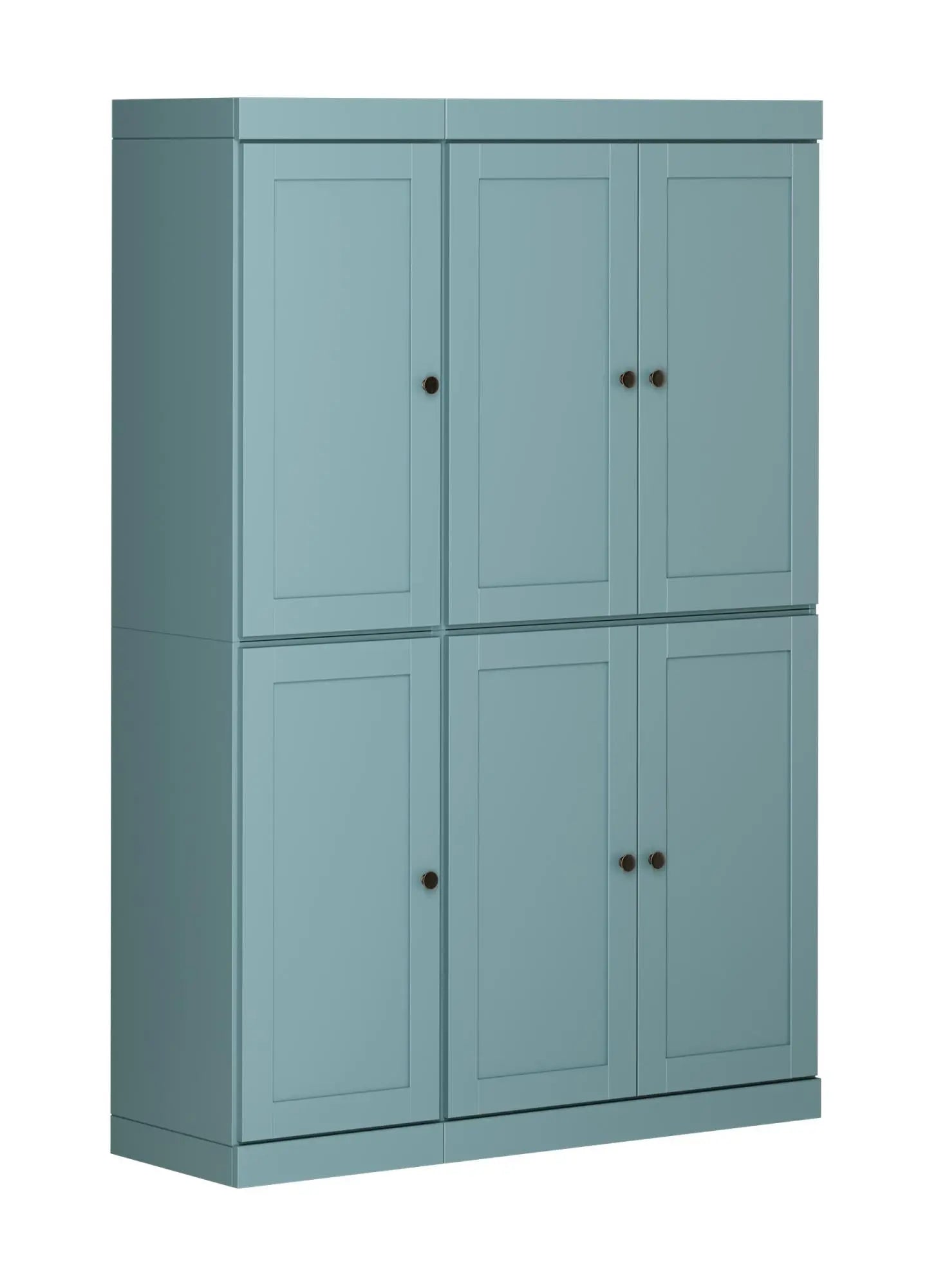 72" Aqua Solid Wood 8 Pantry Or Storage Closet Homeroots Kitchen & Dining