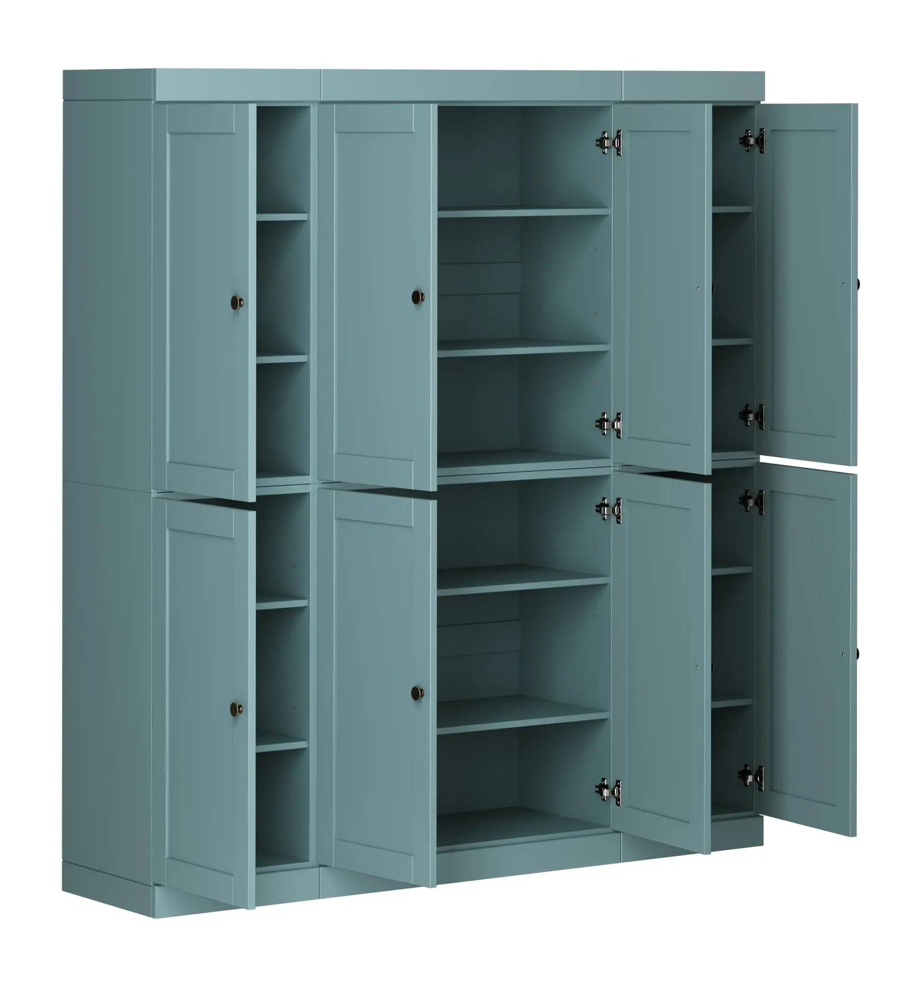 72" Aqua Solid Wood 8 Pantry Or Storage Closet Homeroots Kitchen & Dining