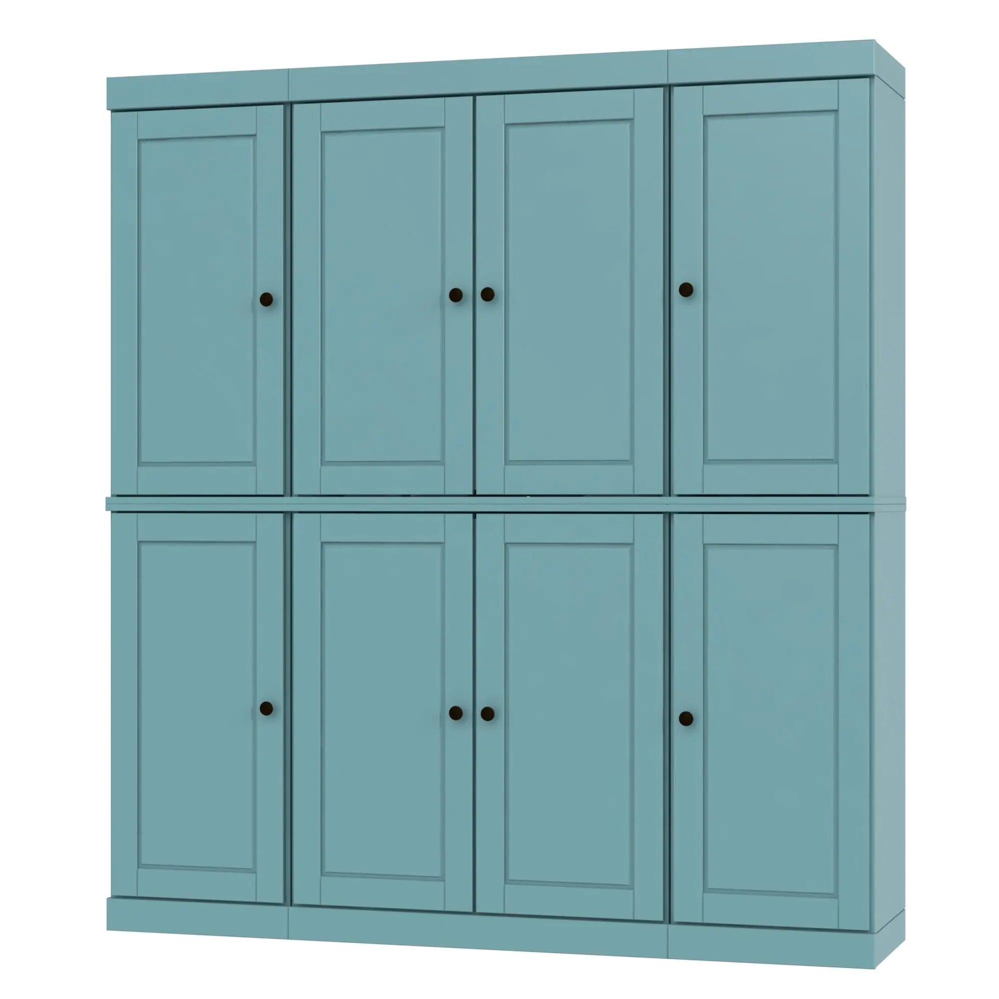 72" Aqua Solid Wood 8 Pantry Or Storage Closet Homeroots Kitchen & Dining