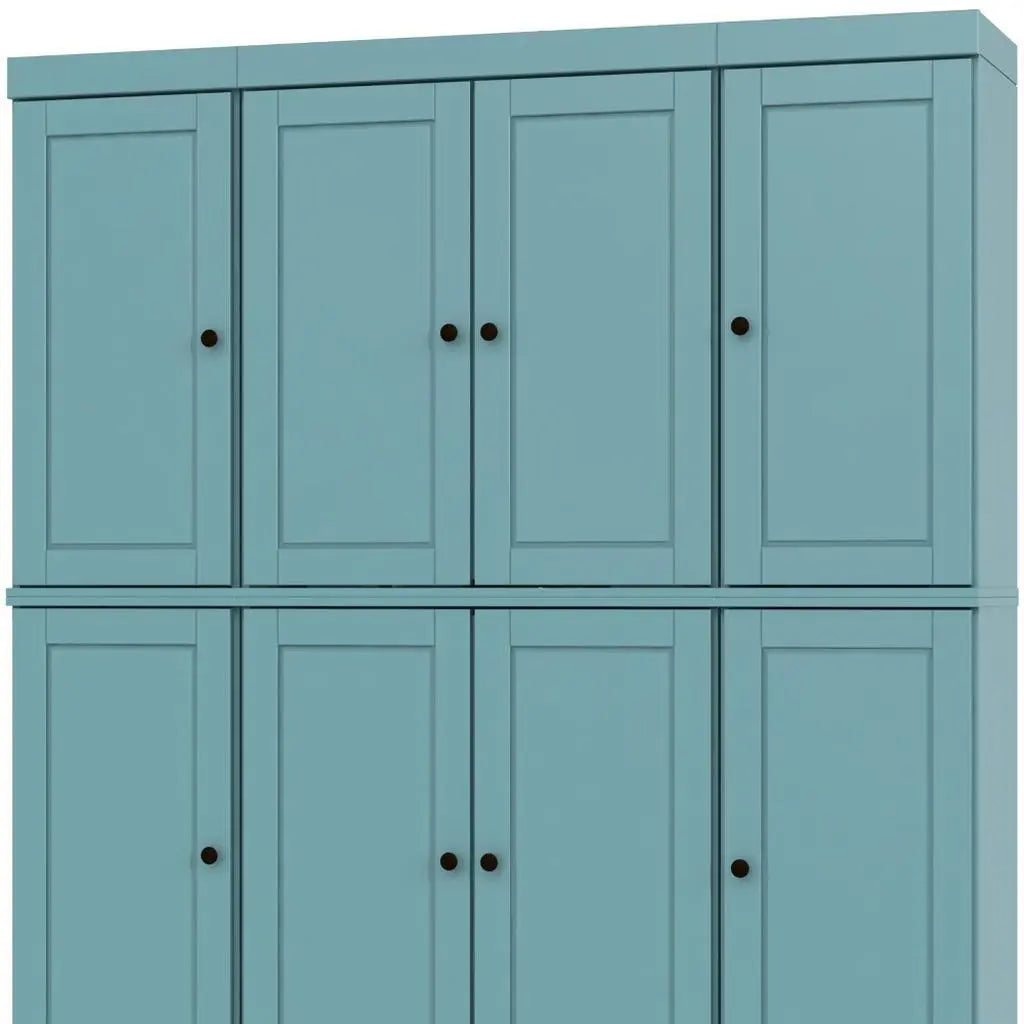 72" Aqua Solid Wood 8 Pantry Or Storage Closet Homeroots Kitchen & Dining