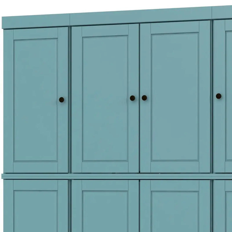 72" Aqua Solid Wood 8 Pantry Or Storage Closet Homeroots Kitchen & Dining