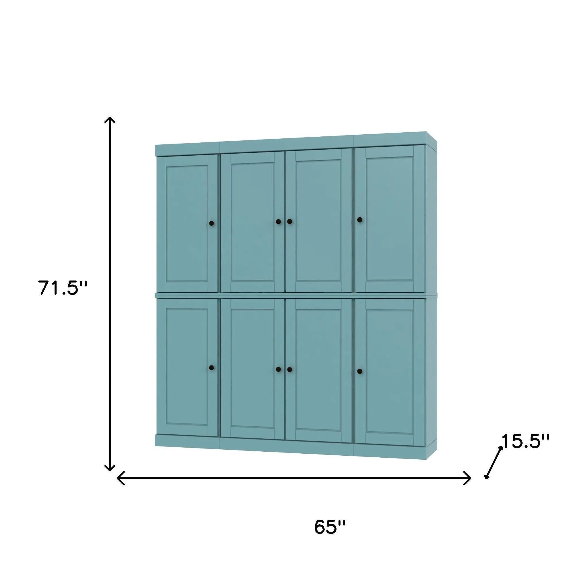 72" Aqua Solid Wood 8 Pantry Or Storage Closet Homeroots Kitchen & Dining