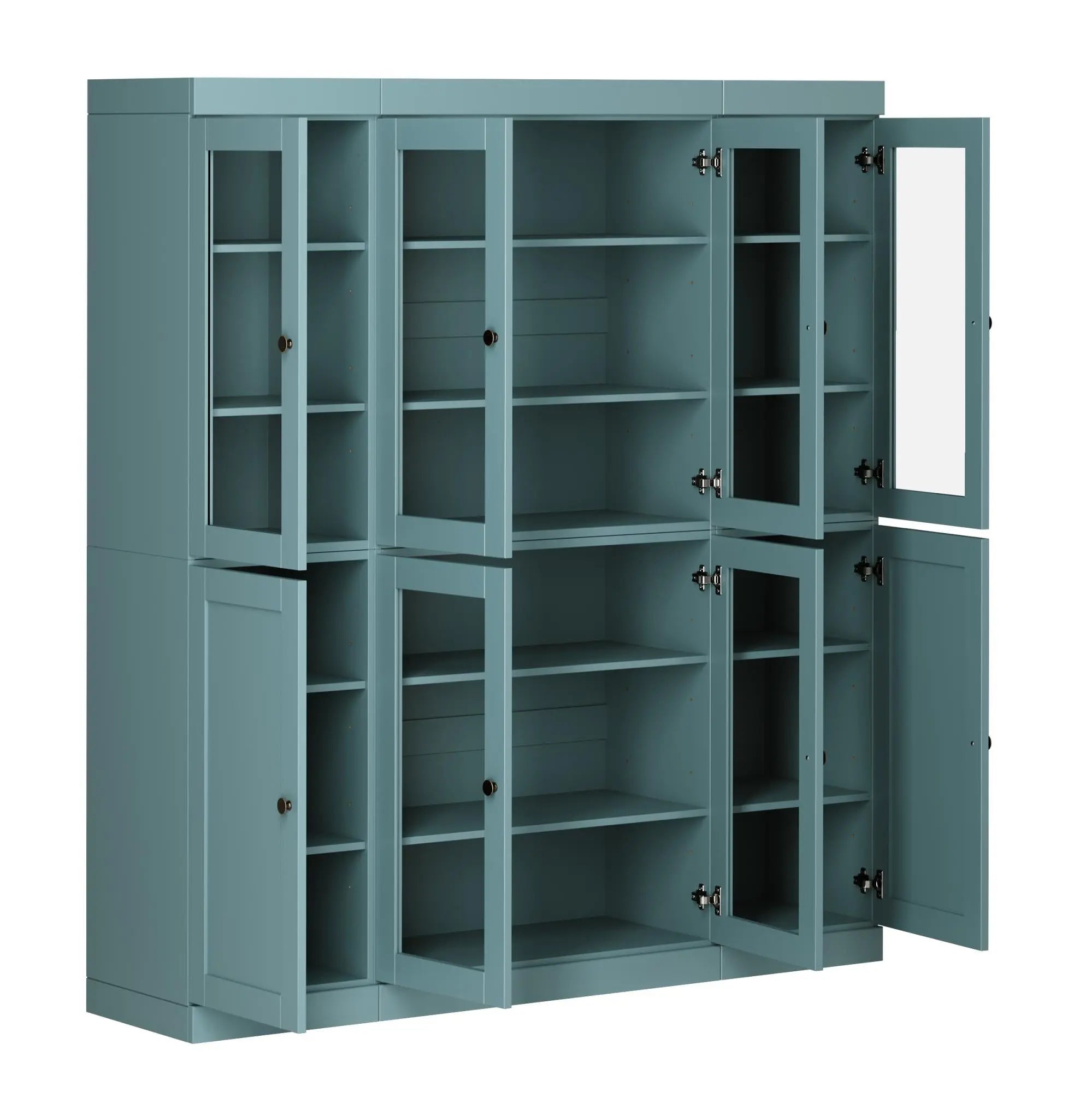 72" Aqua Solid Wood 8 Pantry Or Storage Closet Homeroots Kitchen & Dining
