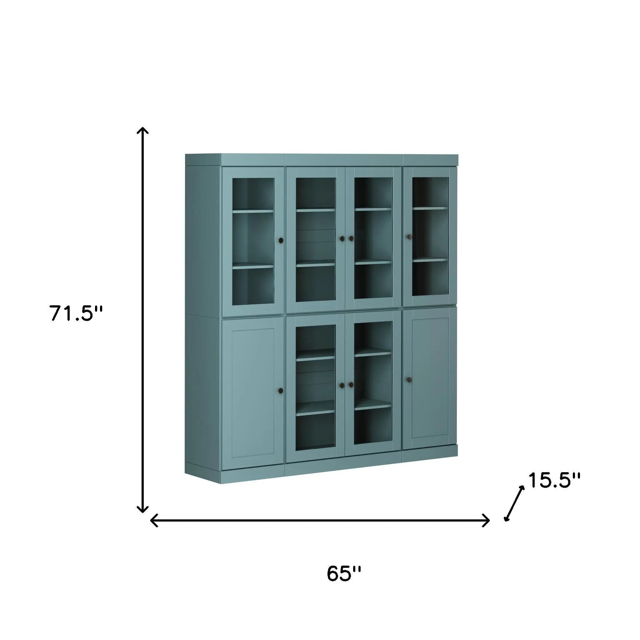 72" Aqua Solid Wood 8 Pantry Or Storage Closet Homeroots Kitchen & Dining