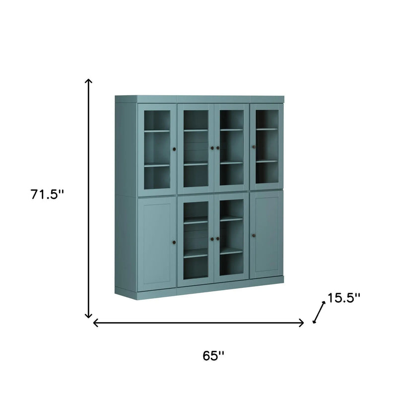 72" Aqua Solid Wood 8 Pantry Or Storage Closet Homeroots Kitchen & Dining