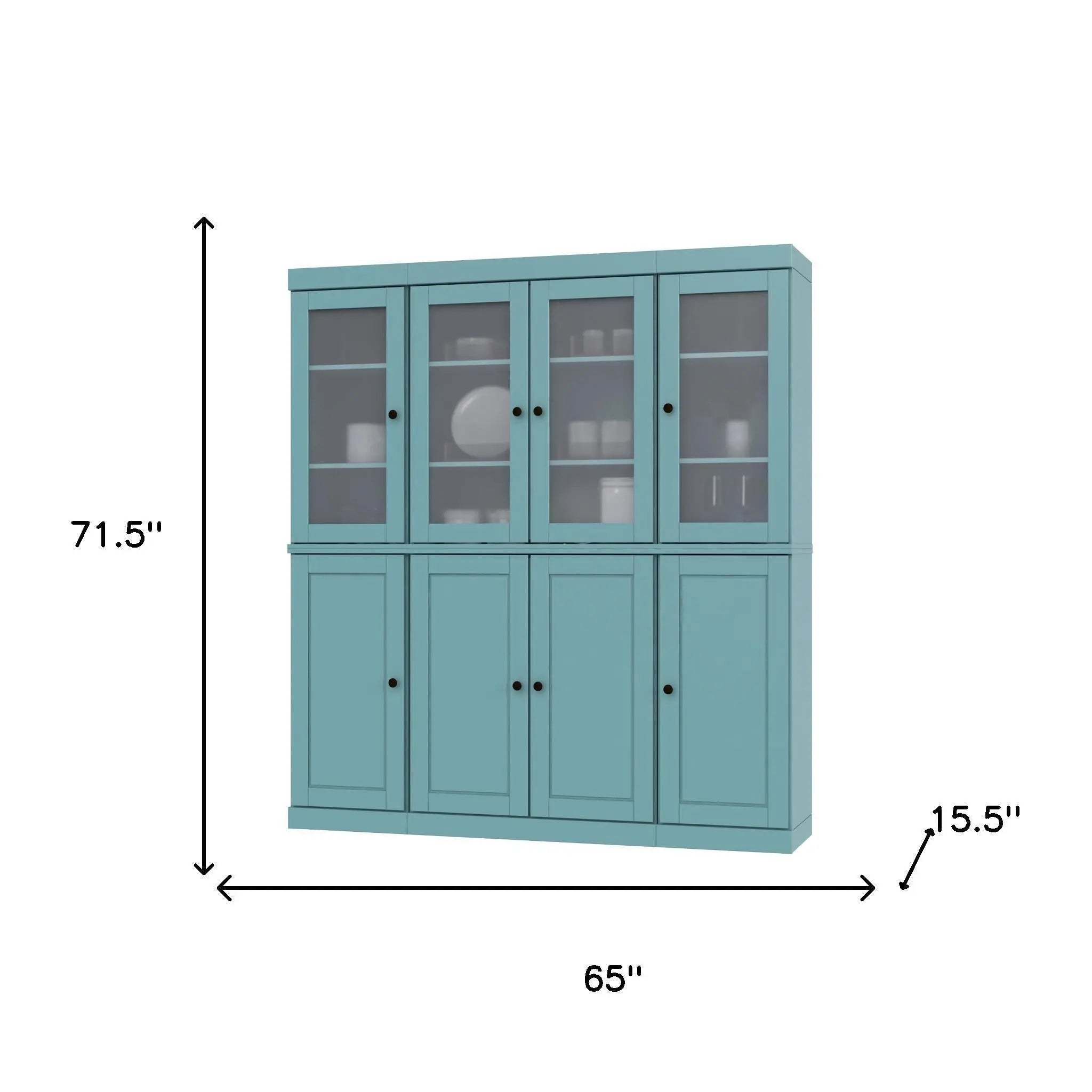 72" Aqua Solid Wood 8 Two Drawer Pantry Or Storage Closet Homeroots Kitchen & Dining