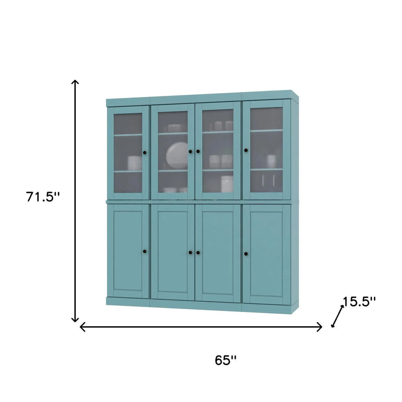 72" Aqua Solid Wood 8 Two Drawer Pantry Or Storage Closet Homeroots Kitchen & Dining