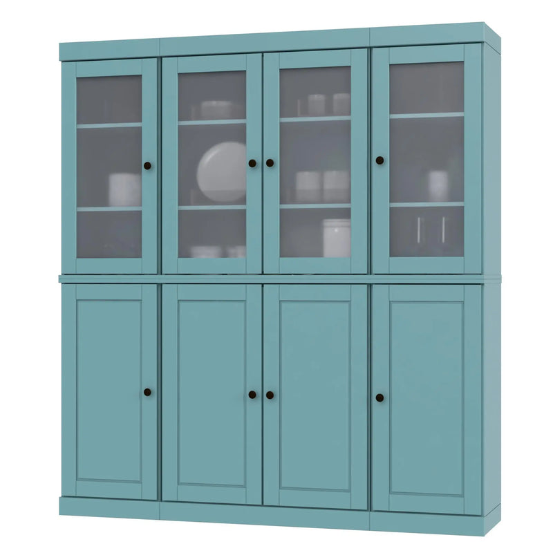 72" Aqua Solid Wood 8 Two Drawer Pantry Or Storage Closet Homeroots Kitchen & Dining