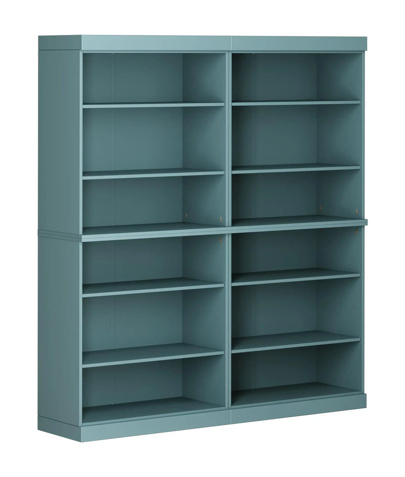 72" Aqua Solid Wood Adjustable Twelve Tier Library Bookcase Homeroots Office