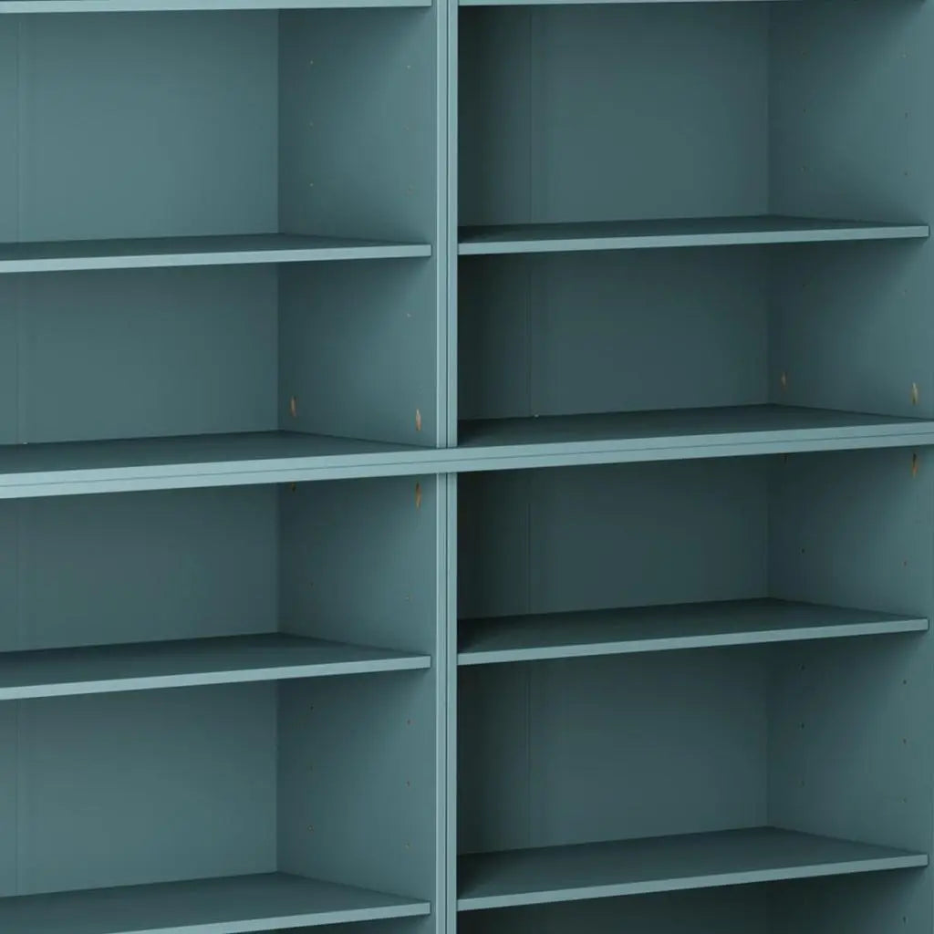 72" Aqua Solid Wood Adjustable Twelve Tier Library Bookcase Homeroots Office