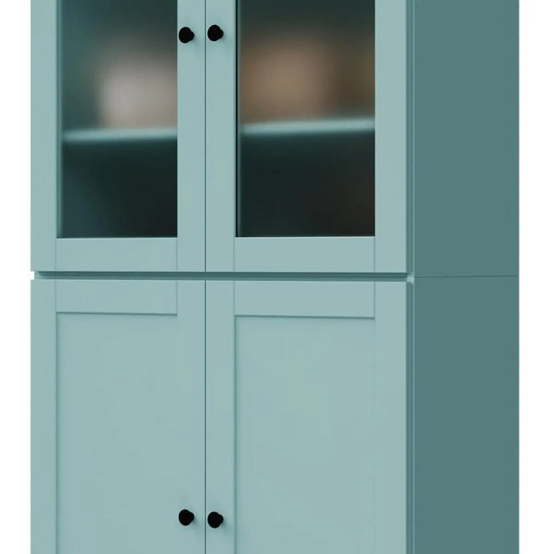 72" Aqua Solid Wood Four Door Pantry Or Storage Closet Homeroots Kitchen & Dining