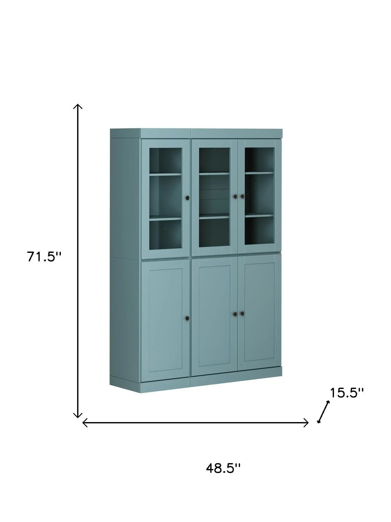 72" Aqua Solid Wood Six Door Two Drawer Pantry Or Storage Closet Homeroots Kitchen & Dining