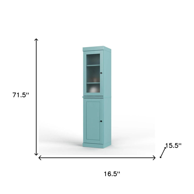 72" Aqua Solid Wood Two Door Pantry Or Storage Closet Homeroots Kitchen & Dining