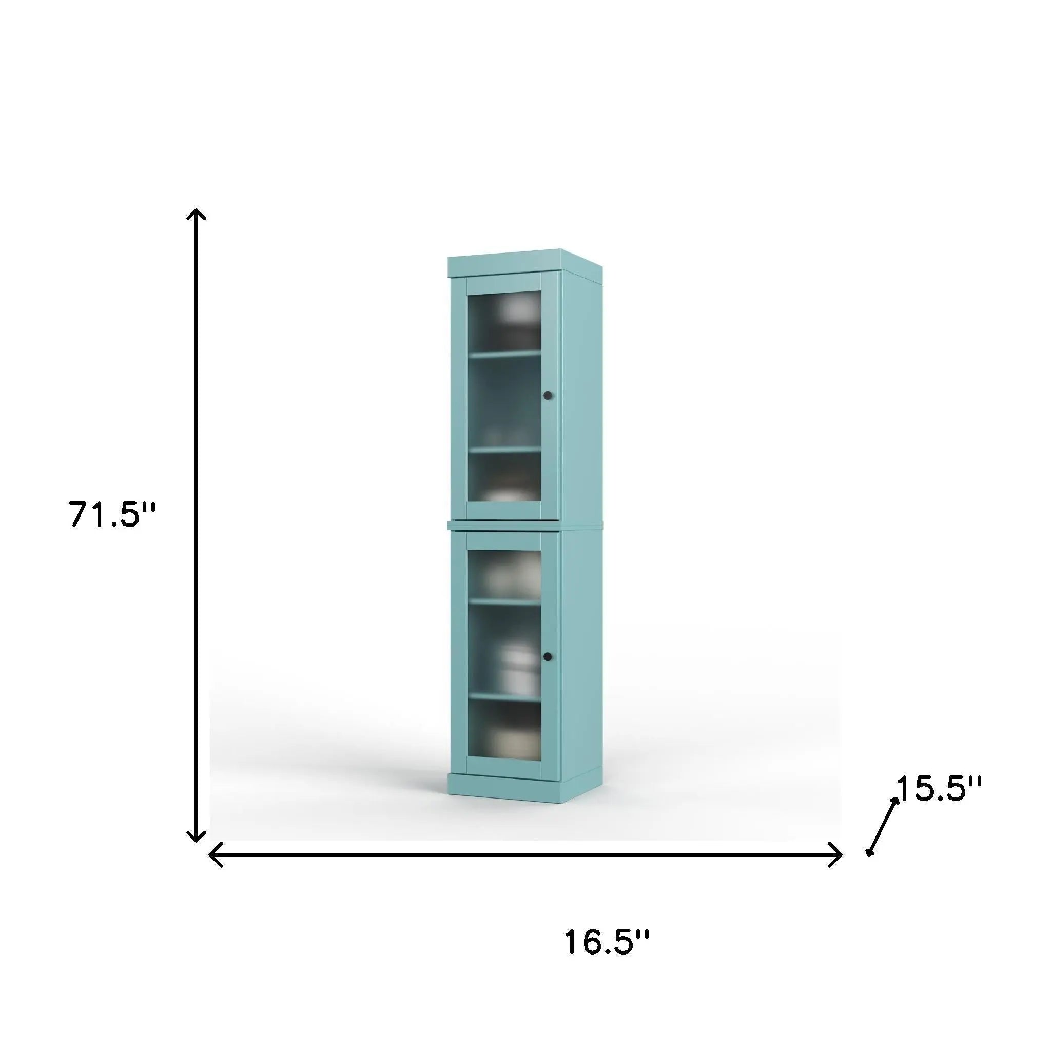 72" Aqua Solid Wood Two Door Pantry Or Storage Closet Homeroots Kitchen & Dining