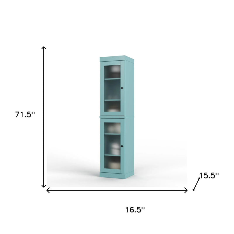 72" Aqua Solid Wood Two Door Pantry Or Storage Closet Homeroots Kitchen & Dining