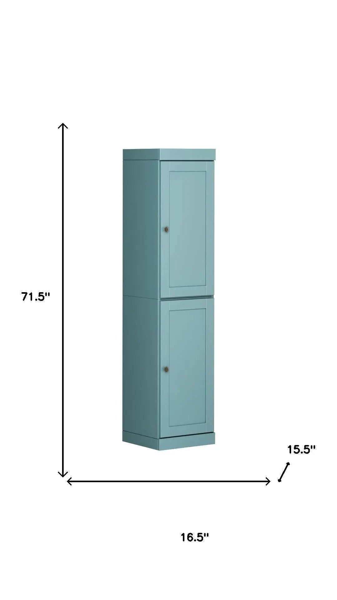 72" Aqua Solid Wood Two Door Pantry Or Storage Closet Homeroots Kitchen & Dining