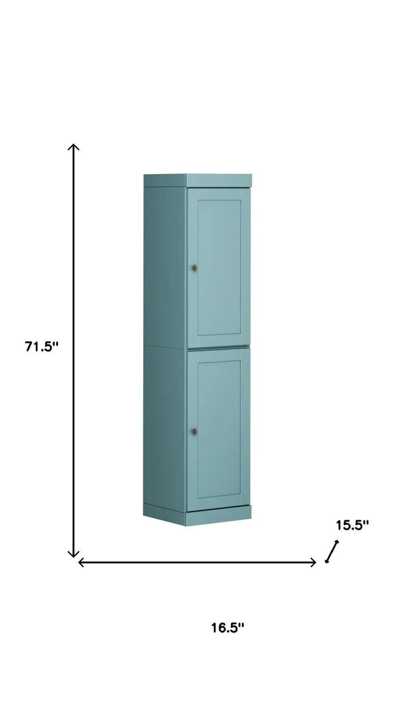72" Aqua Solid Wood Two Door Pantry Or Storage Closet Homeroots Kitchen & Dining