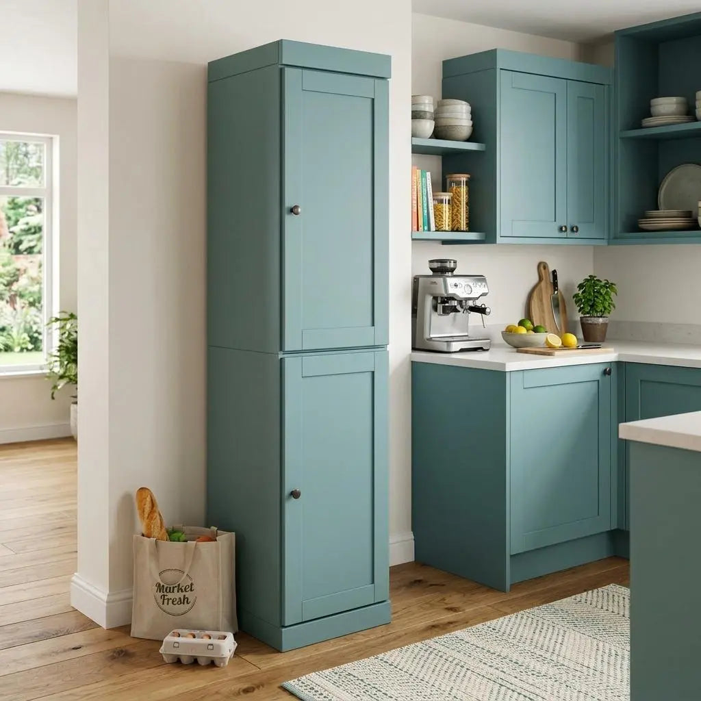 72" Aqua Solid Wood Two Door Pantry Or Storage Closet Homeroots Kitchen & Dining