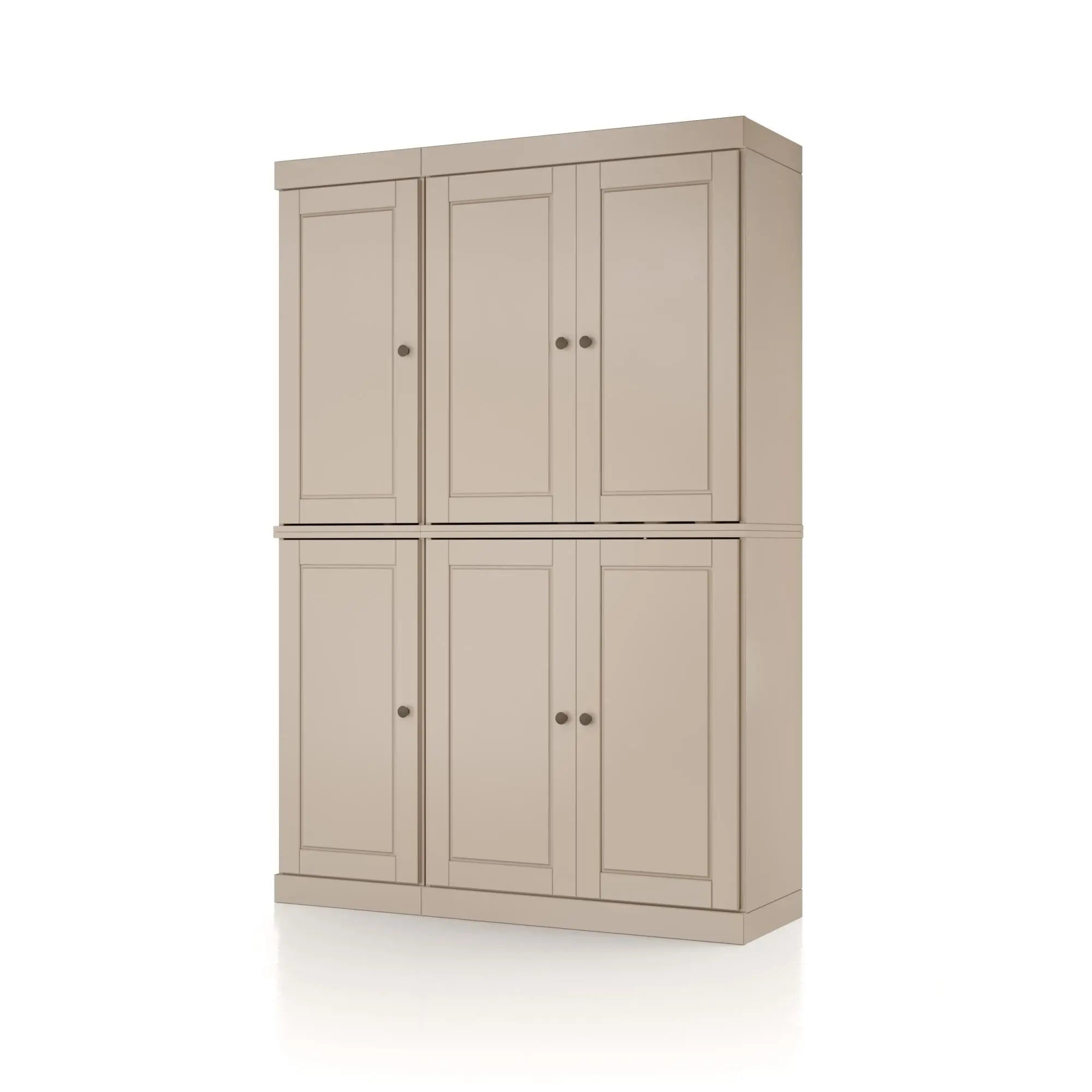 72" Beige Solid Wood 8 Pantry Or Storage Closet Homeroots Kitchen & Dining