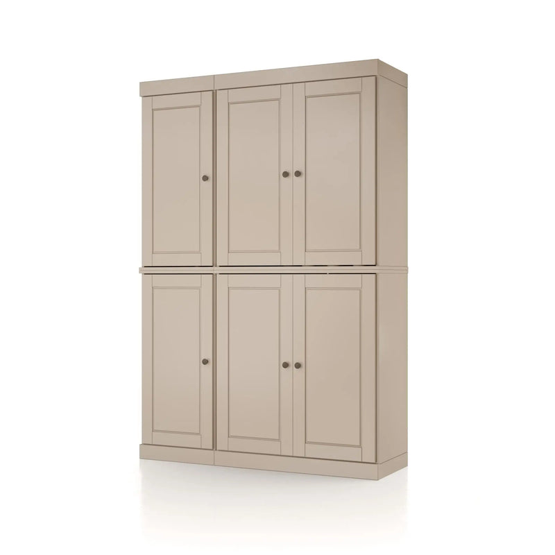 72" Beige Solid Wood 8 Pantry Or Storage Closet Homeroots Kitchen & Dining