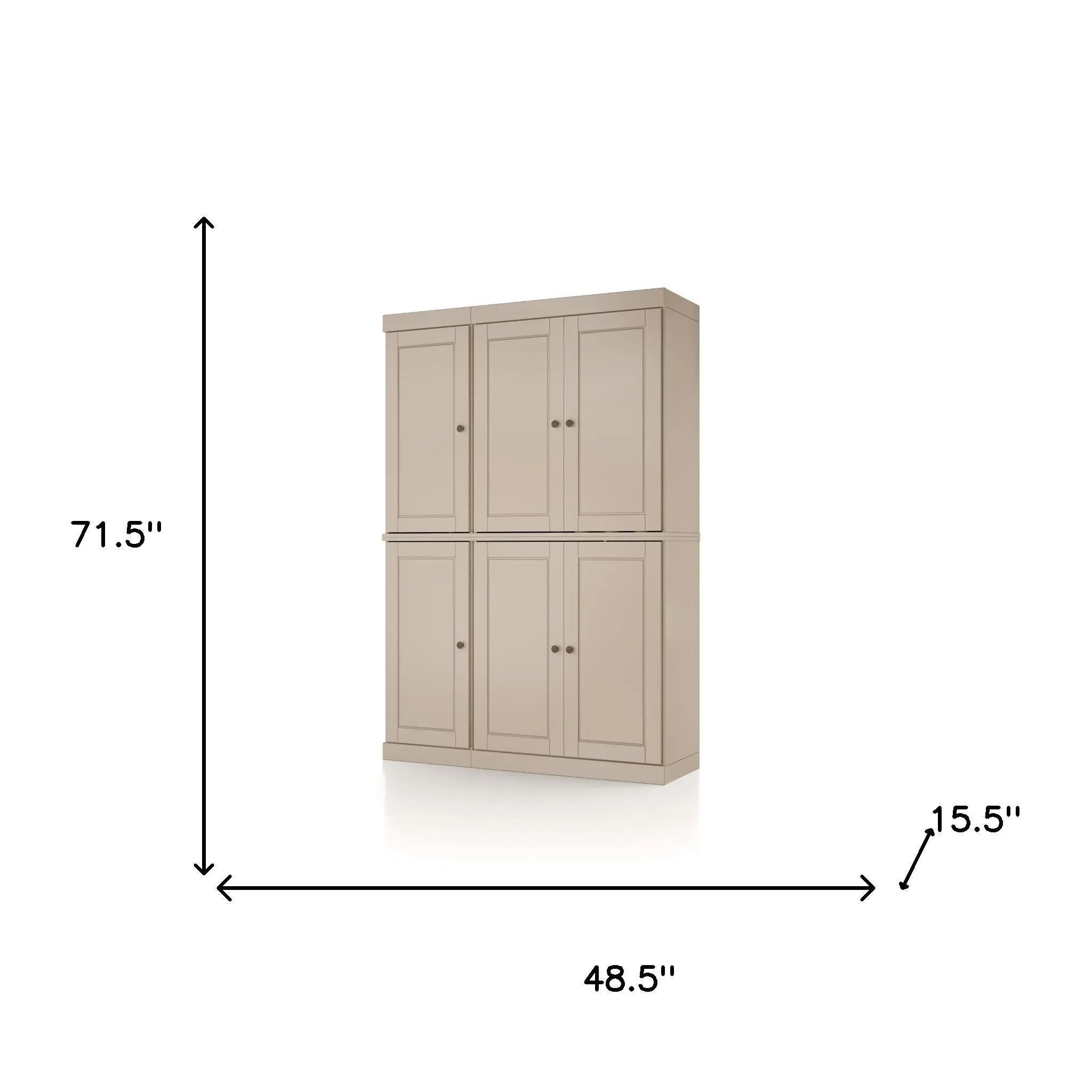 72" Beige Solid Wood 8 Pantry Or Storage Closet Homeroots Kitchen & Dining
