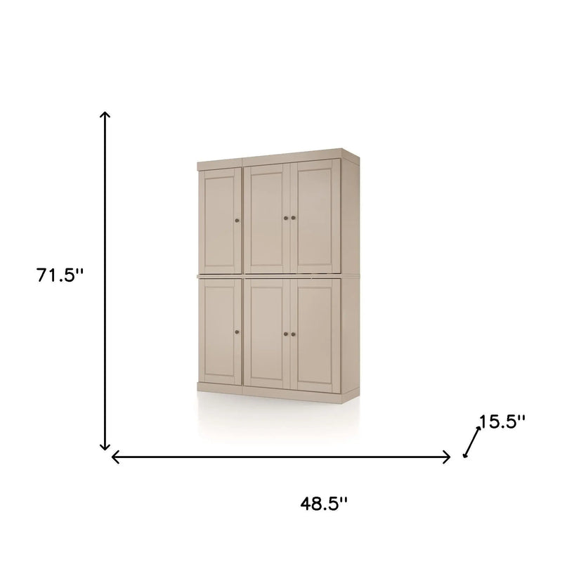 72" Beige Solid Wood 8 Pantry Or Storage Closet Homeroots Kitchen & Dining
