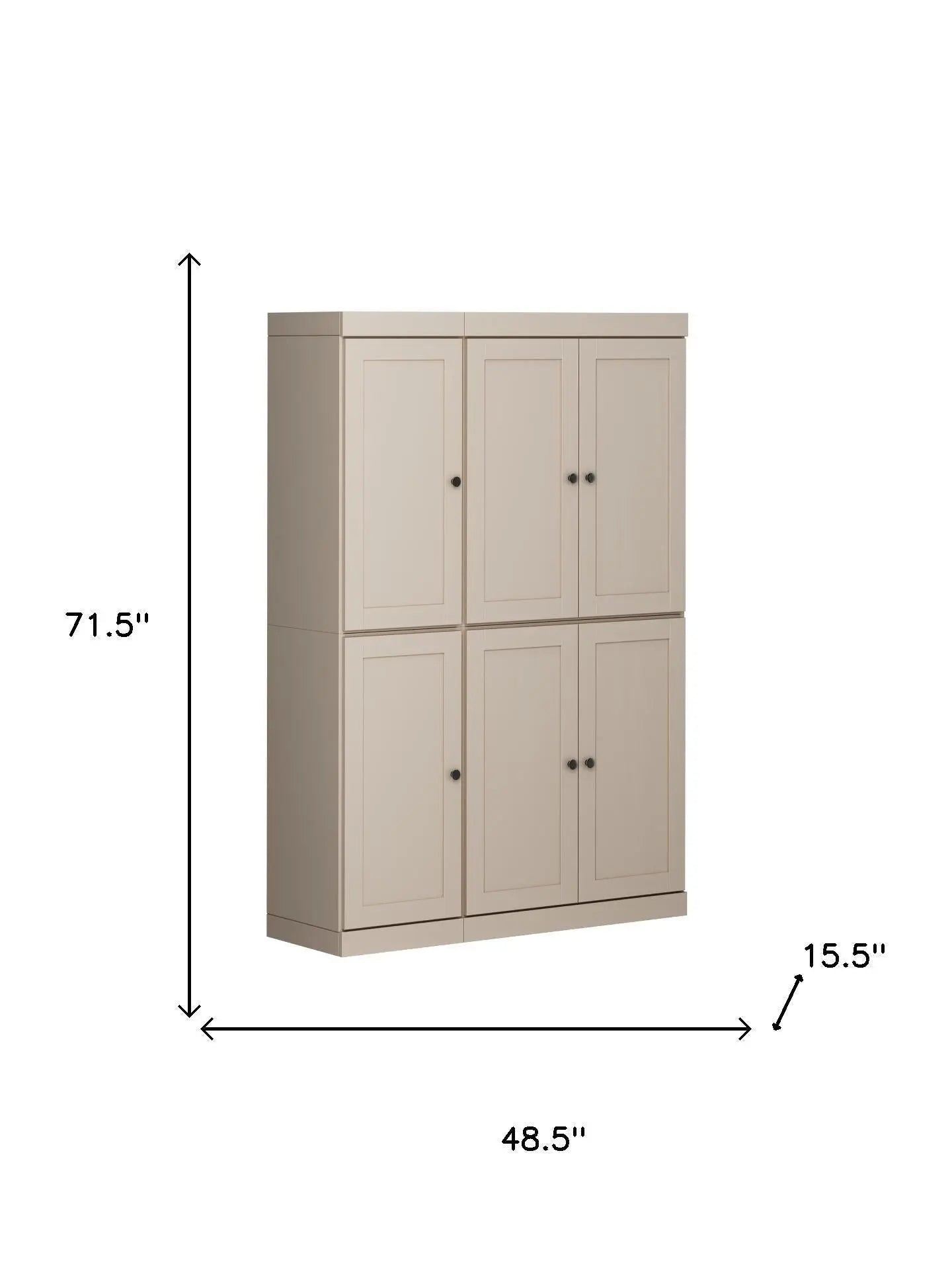 72" Beige Solid Wood 8 Pantry Or Storage Closet Homeroots Kitchen & Dining