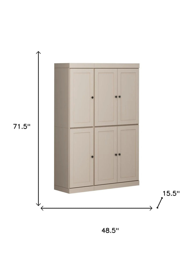 72" Beige Solid Wood 8 Pantry Or Storage Closet Homeroots Kitchen & Dining