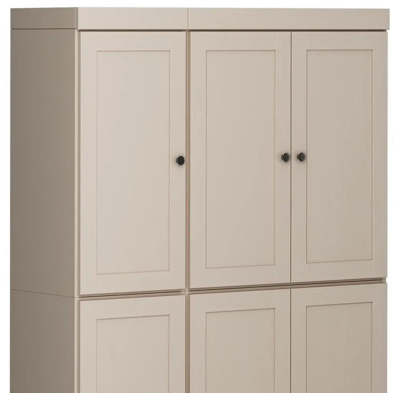 72" Beige Solid Wood 8 Pantry Or Storage Closet Homeroots Kitchen & Dining