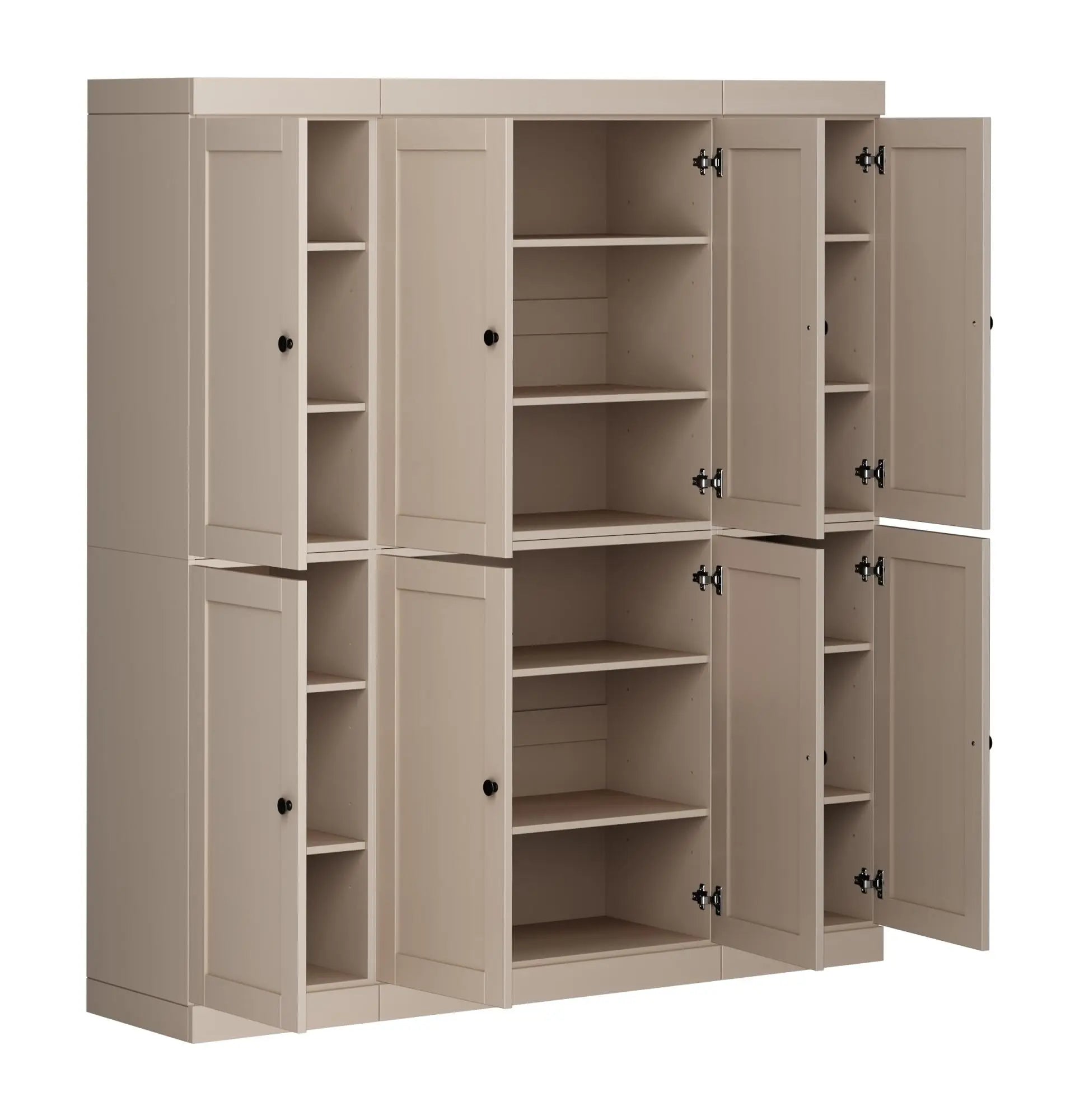 72" Beige Solid Wood 8 Pantry Or Storage Closet Homeroots Kitchen & Dining
