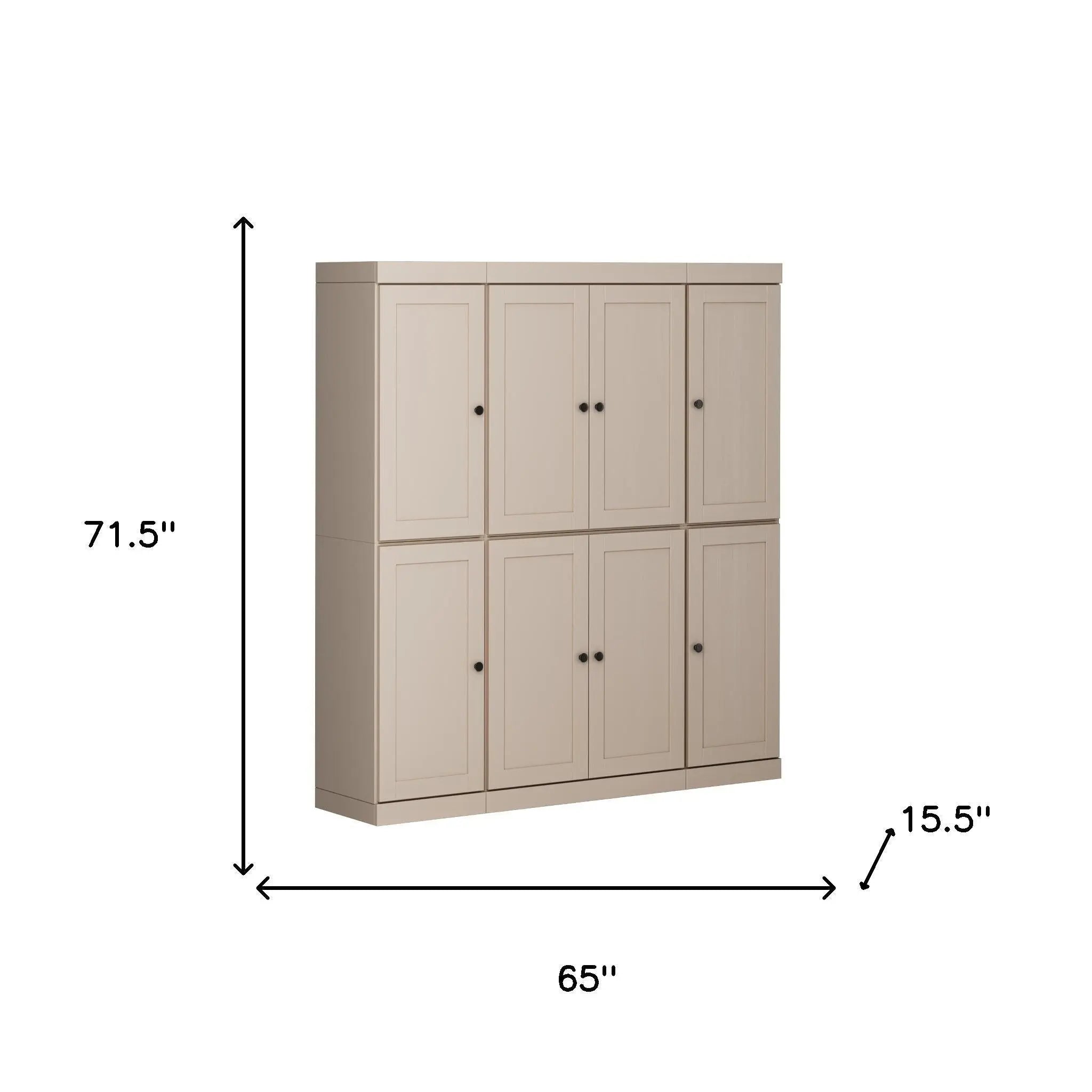 72" Beige Solid Wood 8 Pantry Or Storage Closet Homeroots Kitchen & Dining