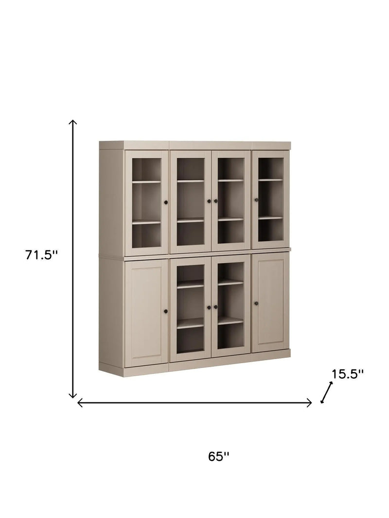 72" Beige Solid Wood 8 Pantry Or Storage Closet Homeroots Kitchen & Dining