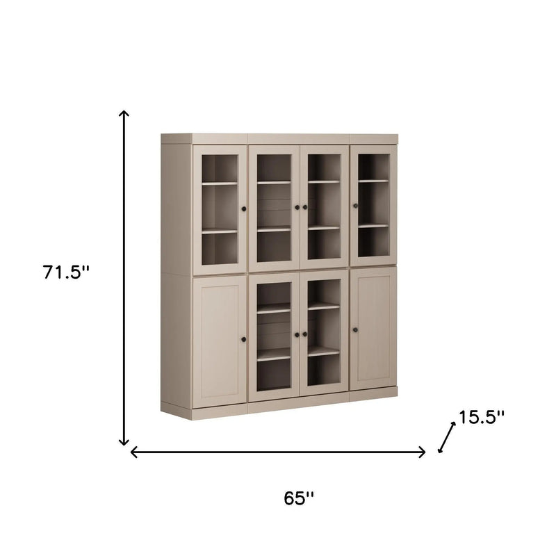 72" Beige Solid Wood 8 Pantry Or Storage Closet Homeroots Kitchen & Dining