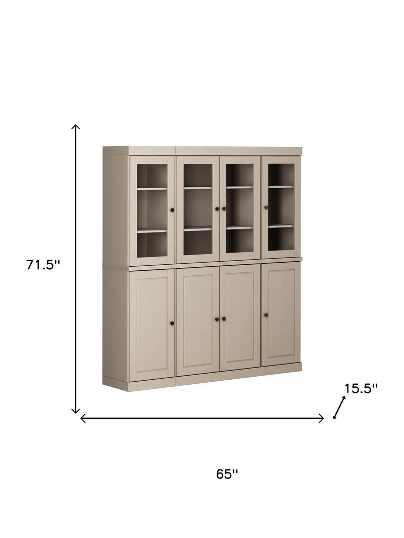 72" Beige Solid Wood 8 Two Drawer Pantry Or Storage Closet Homeroots Kitchen & Dining