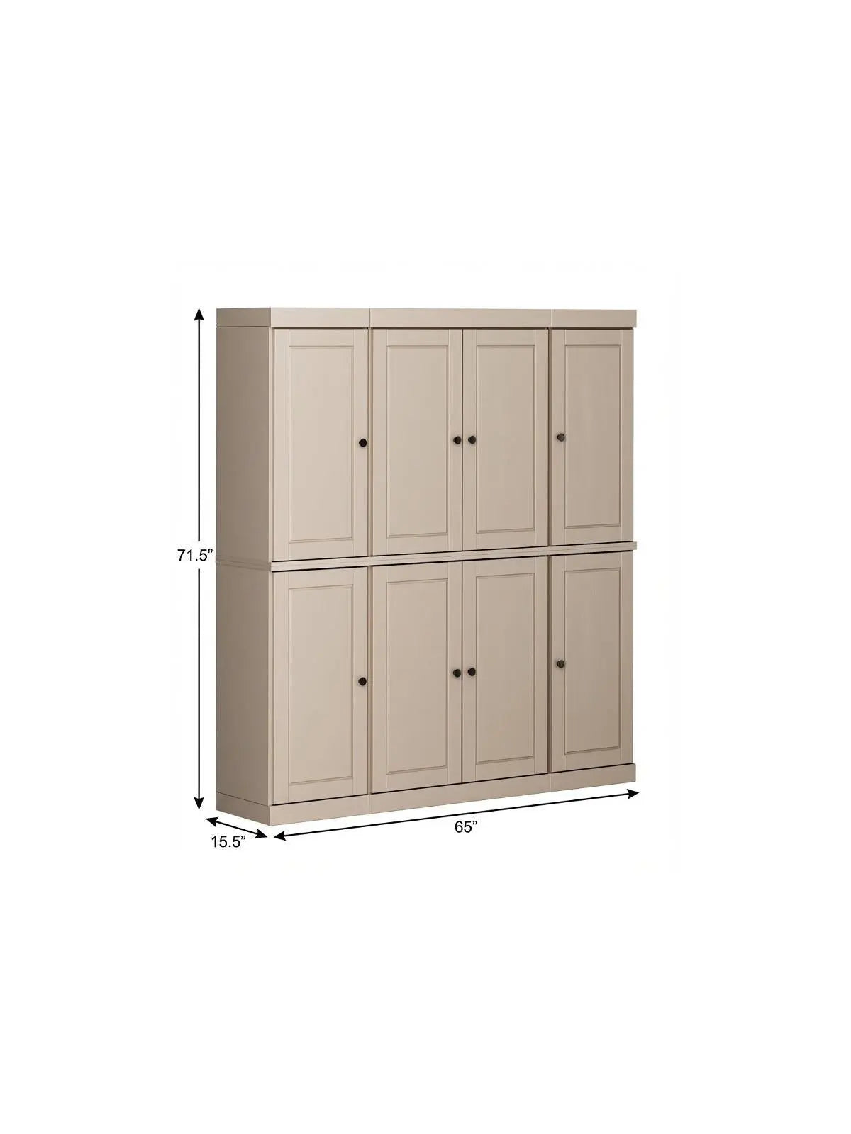 72" Beige Solid Wood 8 Two Drawer Pantry Or Storage Closet Homeroots Kitchen & Dining
