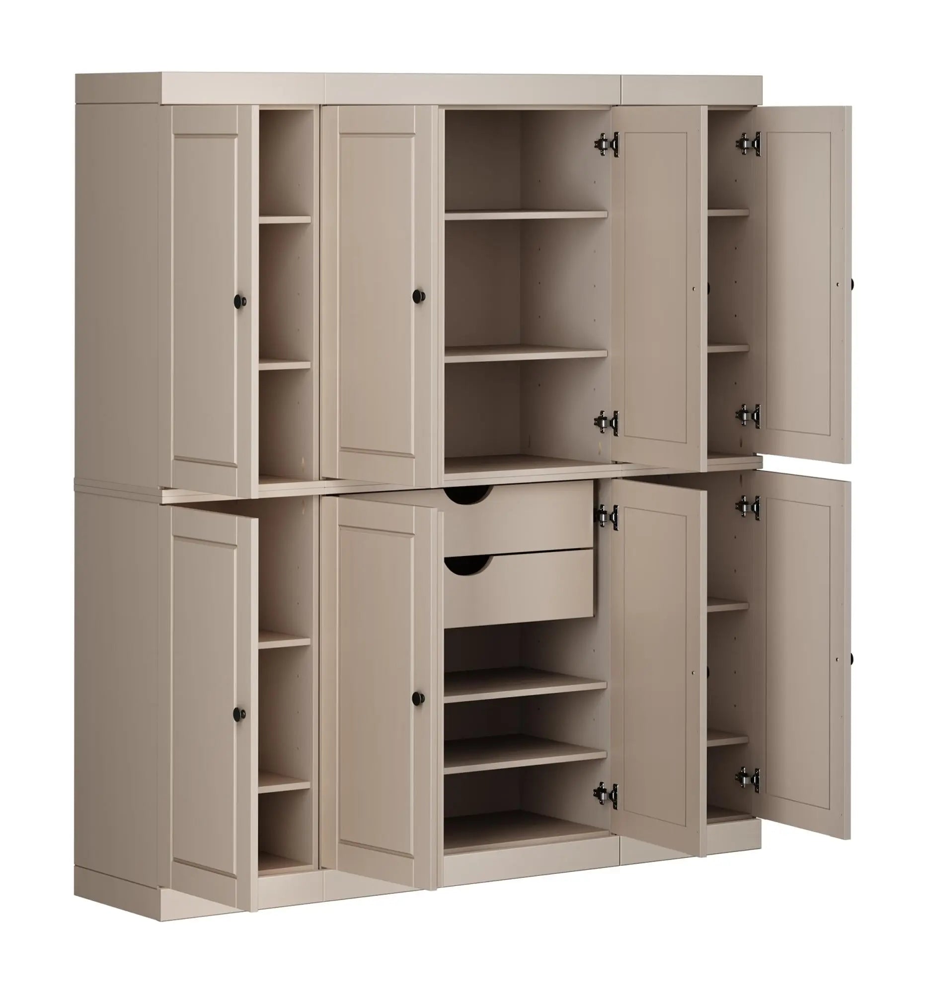72" Beige Solid Wood 8 Two Drawer Pantry Or Storage Closet Homeroots Kitchen & Dining