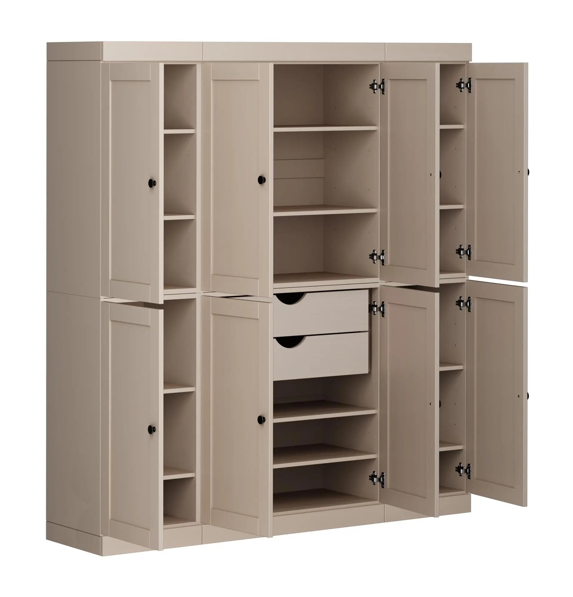 72" Beige Solid Wood 8 Two Drawer Pantry Or Storage Closet Homeroots Kitchen & Dining