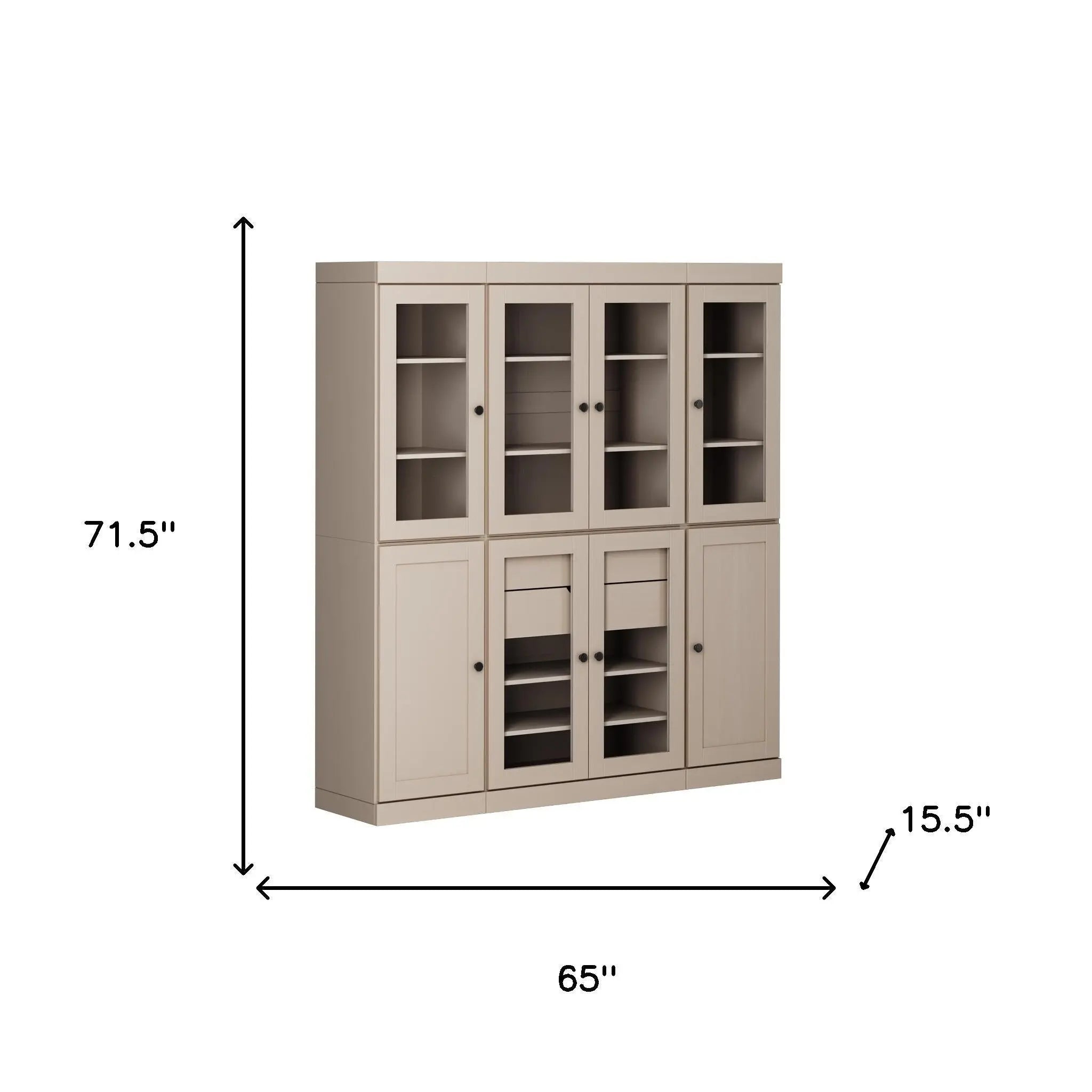 72" Beige Solid Wood 8 Two Drawer Pantry Or Storage Closet Homeroots Kitchen & Dining
