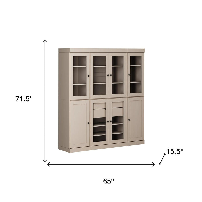 72" Beige Solid Wood 8 Two Drawer Pantry Or Storage Closet Homeroots Kitchen & Dining