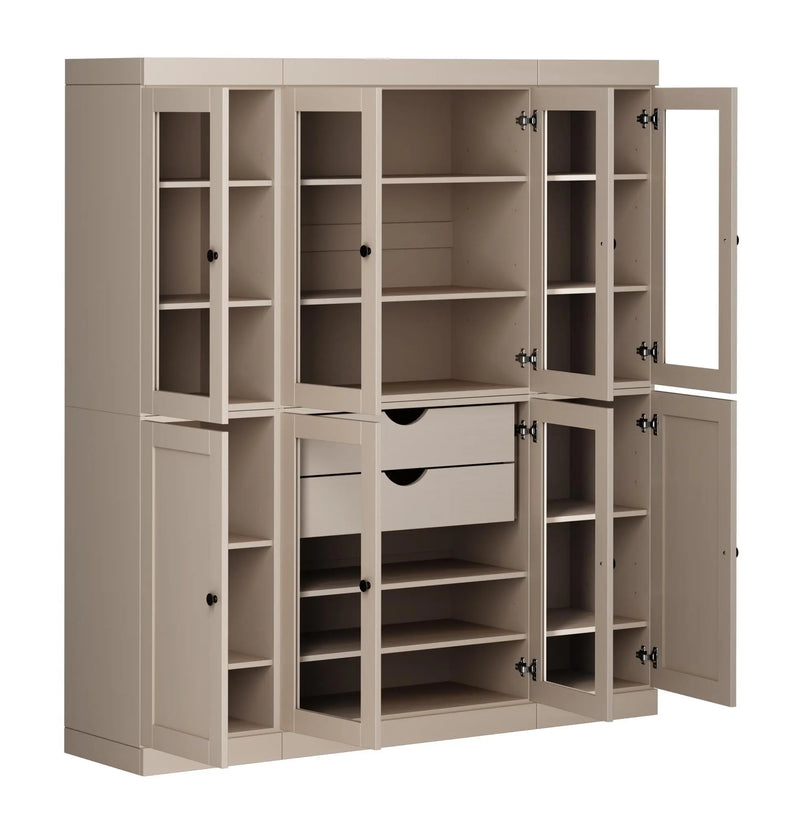72" Beige Solid Wood 8 Two Drawer Pantry Or Storage Closet Homeroots Kitchen & Dining
