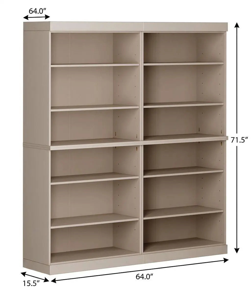72" Beige Solid Wood Adjustable Twelve Tier Library Bookcase Homeroots Office