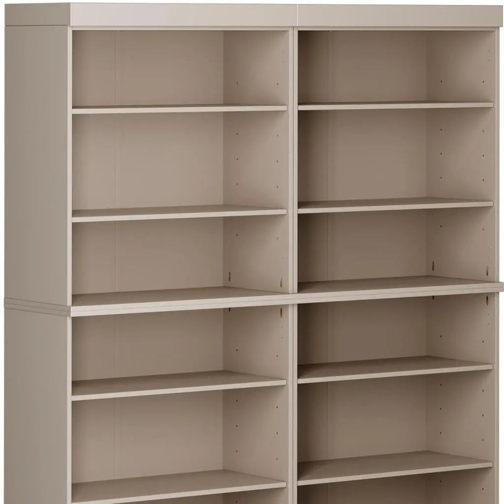 72" Beige Solid Wood Adjustable Twelve Tier Library Bookcase Homeroots Office