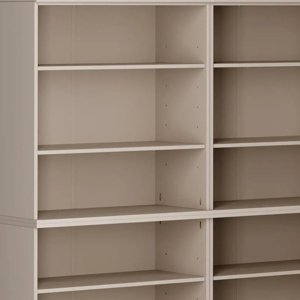 72" Beige Solid Wood Adjustable Twelve Tier Library Bookcase Homeroots Office