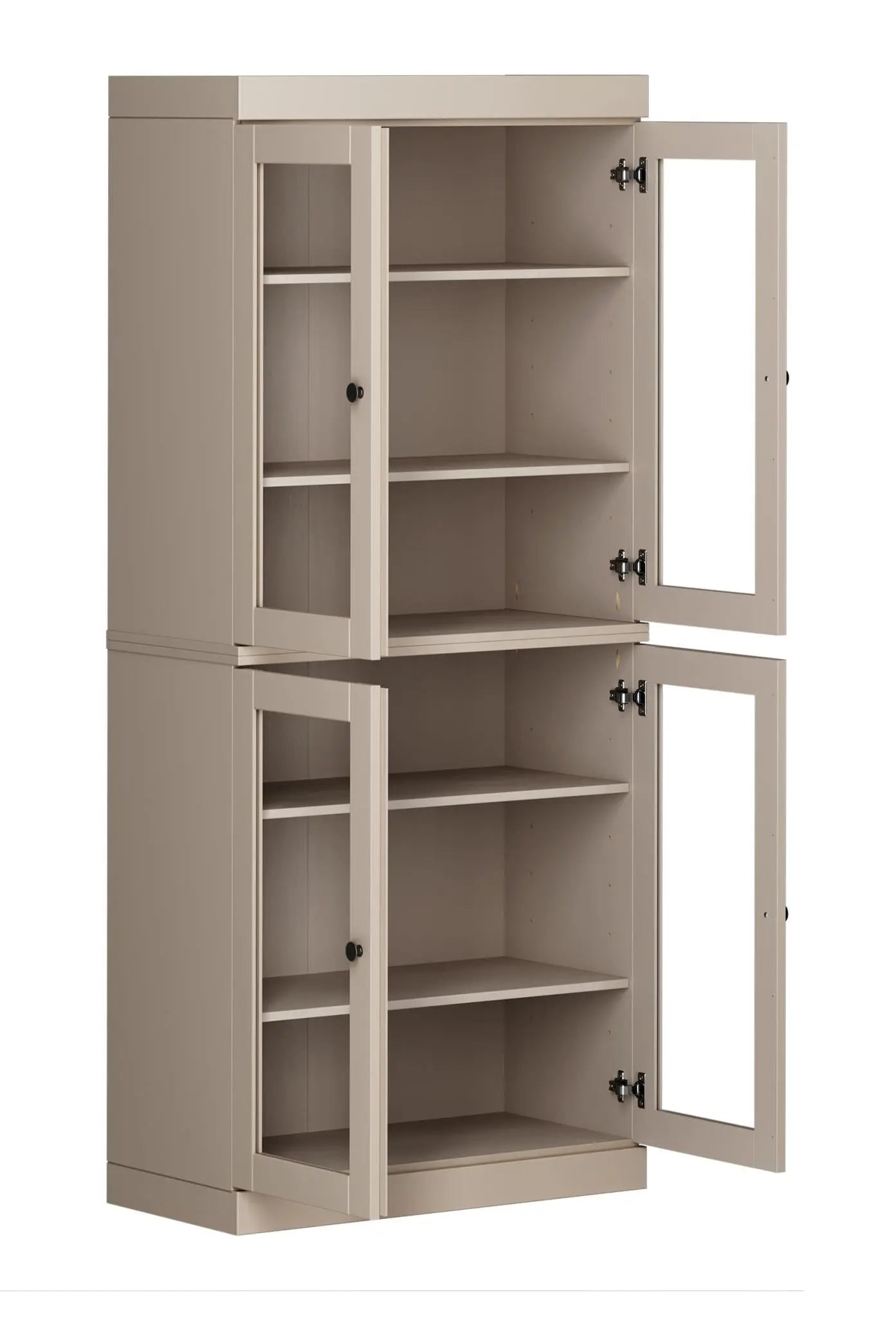 72" Beige Solid Wood Four Door Pantry Or Storage Closet Homeroots Kitchen & Dining